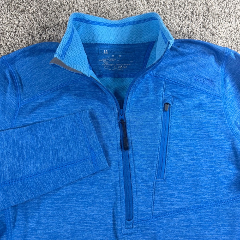 5.11 Tactical Womens Blue Space Dye Grid‎ Fleece Quarter Zip Pullover Medium